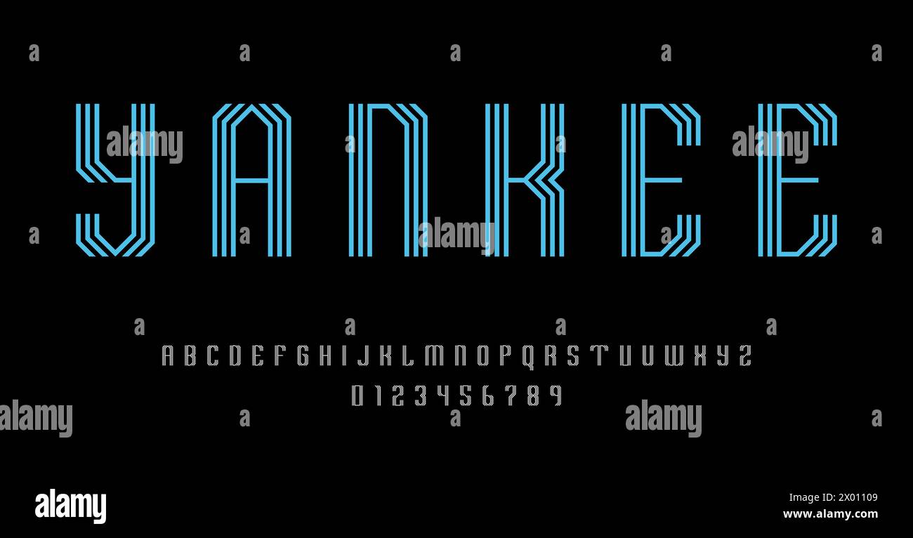 Set of alphabets font letters and numbers modern abstract design with ...