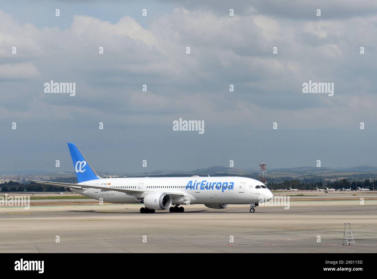 An Air Europa airplane at the Ben-Gurion international airport in Israel. Stock Photo