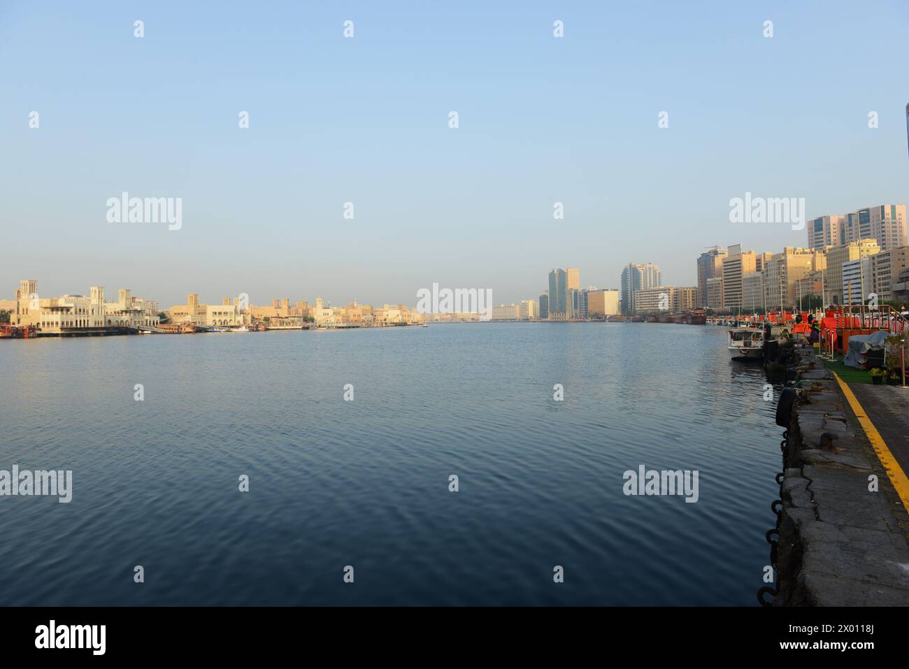 The Deira waterfront along the Dubai Creek in Dubai, UAE. Stock Photo