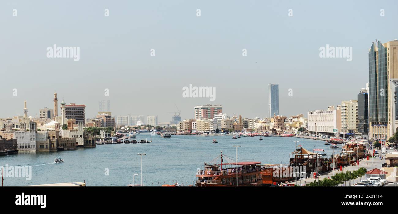 The Deira waterfront along the Dubai Creek in Dubai, UAE. Stock Photo