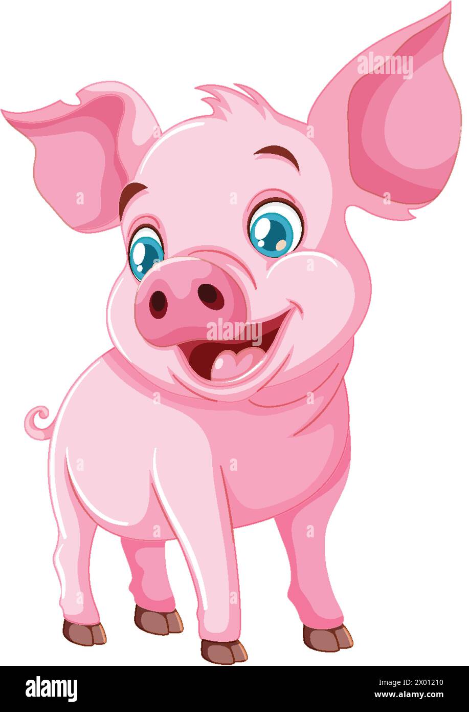 Happy cute cartoon pig smiling hi-res stock photography and images