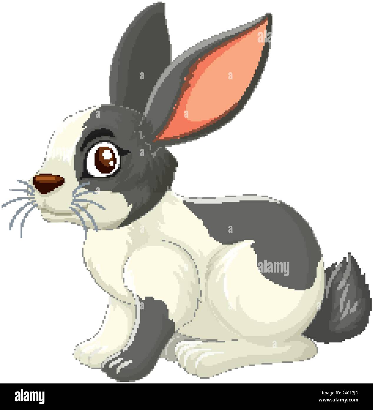 Vector graphic of an adorable black and white rabbit Stock Vector Image ...