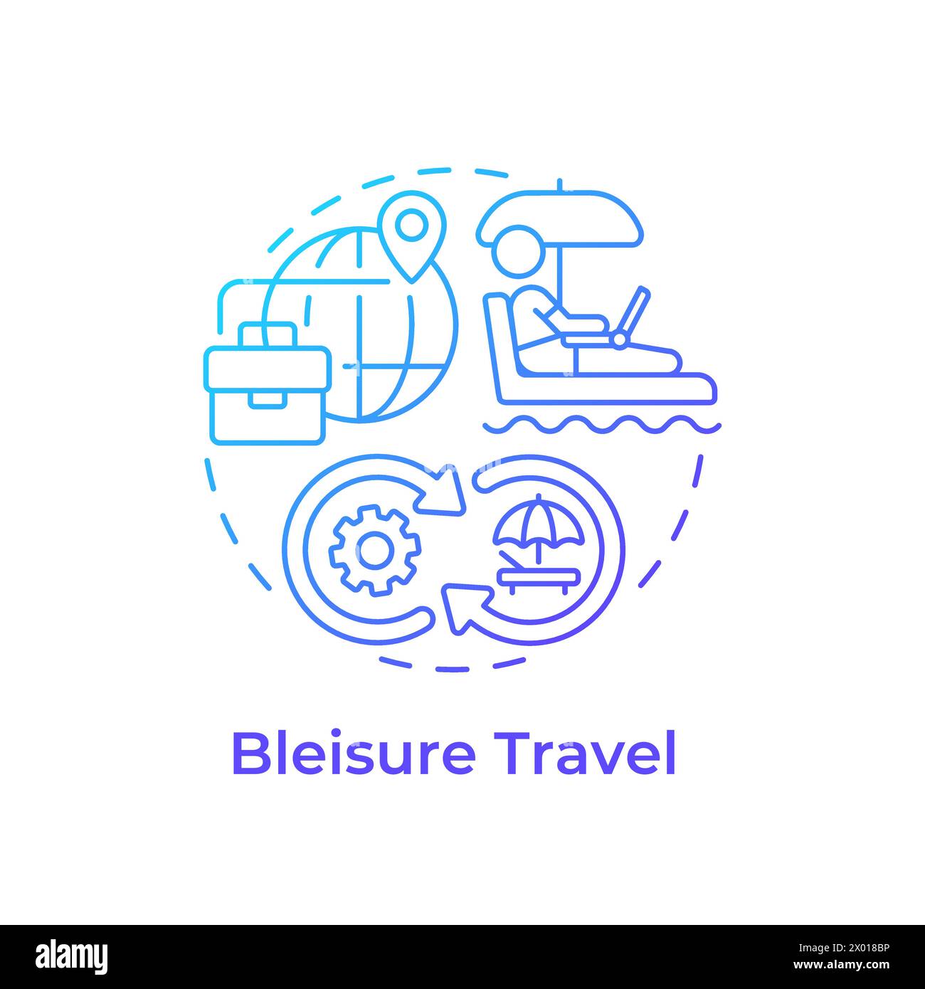 Bleisure travel blue gradient concept icon Stock Vector
