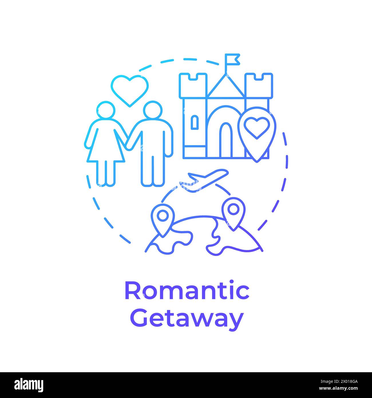 Romantic getaway blue gradient concept icon Stock Vector