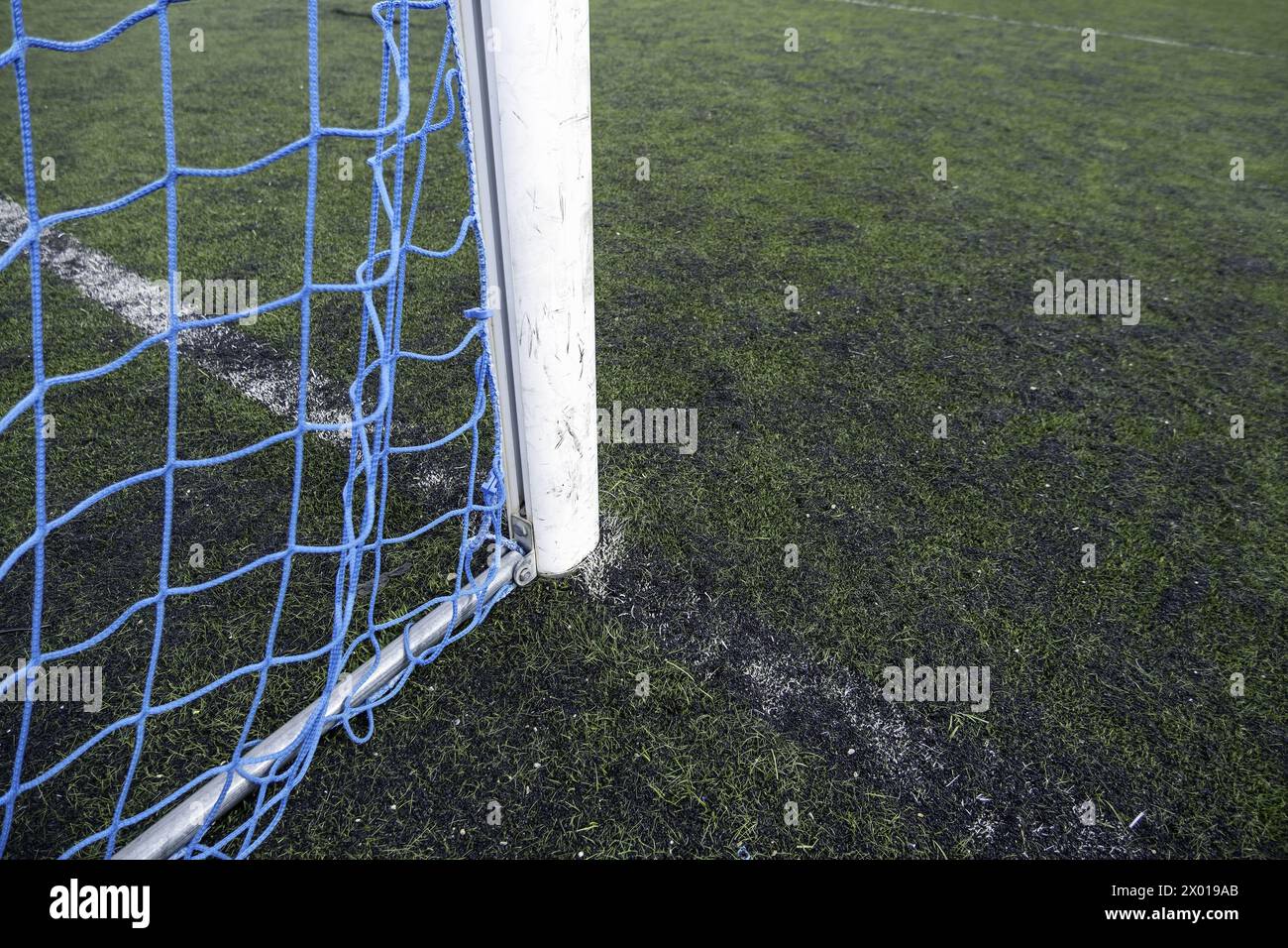 Detail of goal on a soccer field, competition and sport Stock Photo