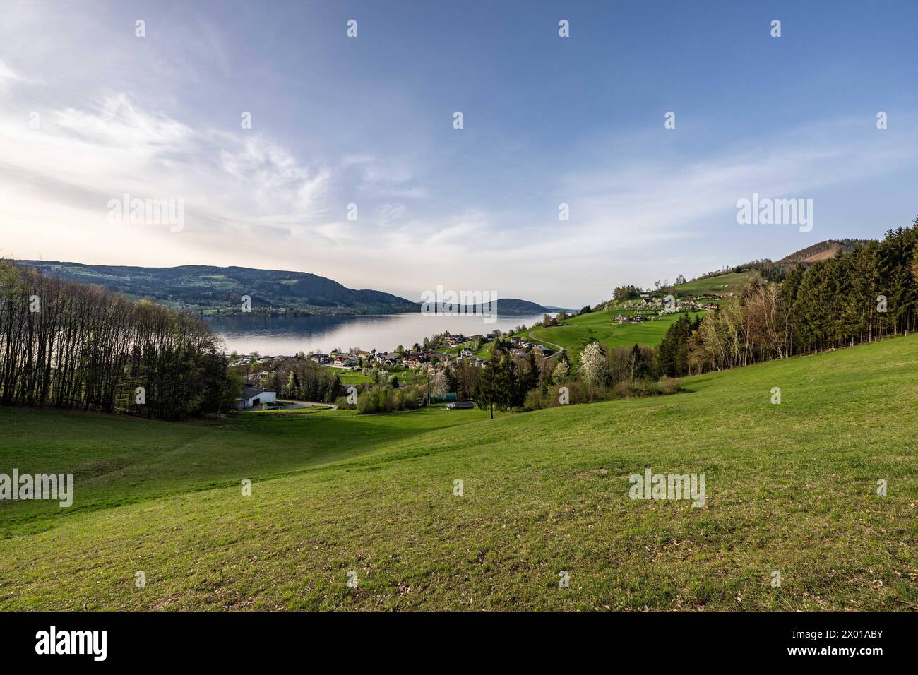Blick auf den Attersee oberhalb von Steinbach am Attersee im Frühling am 07.04.2024. // View of the Attersee above Steinbach am Attersee in spring on April 7th, 2024. - 20240407 PD10875 Credit: APA-PictureDesk/Alamy Live News Stock Photo