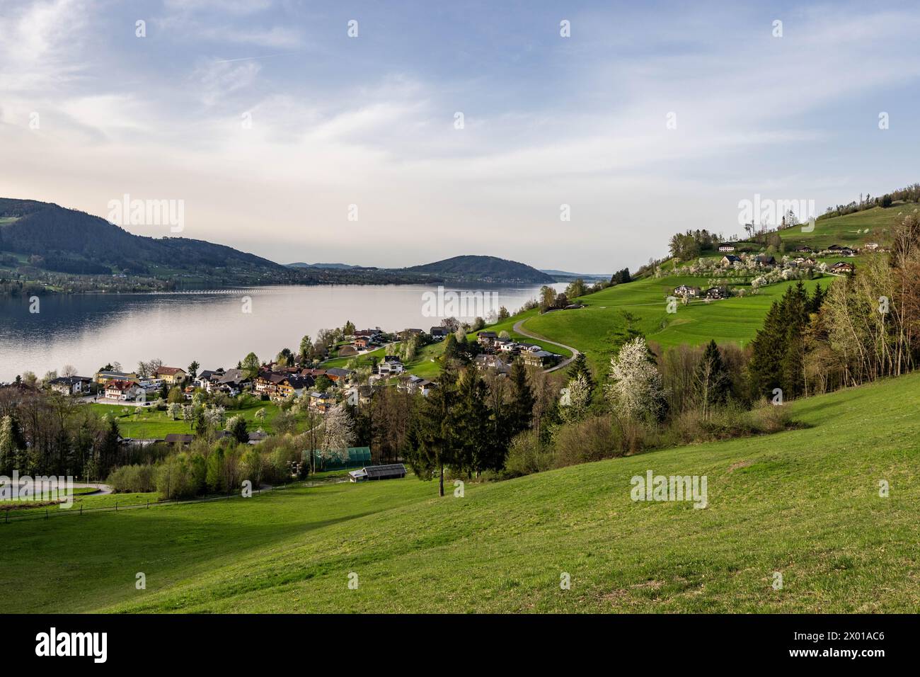 Blick auf den Attersee oberhalb von Steinbach am Attersee im Frühling am 07.04.2024. // View of the Attersee above Steinbach am Attersee in spring on April 7th, 2024. - 20240407 PD10880 Credit: APA-PictureDesk/Alamy Live News Stock Photo