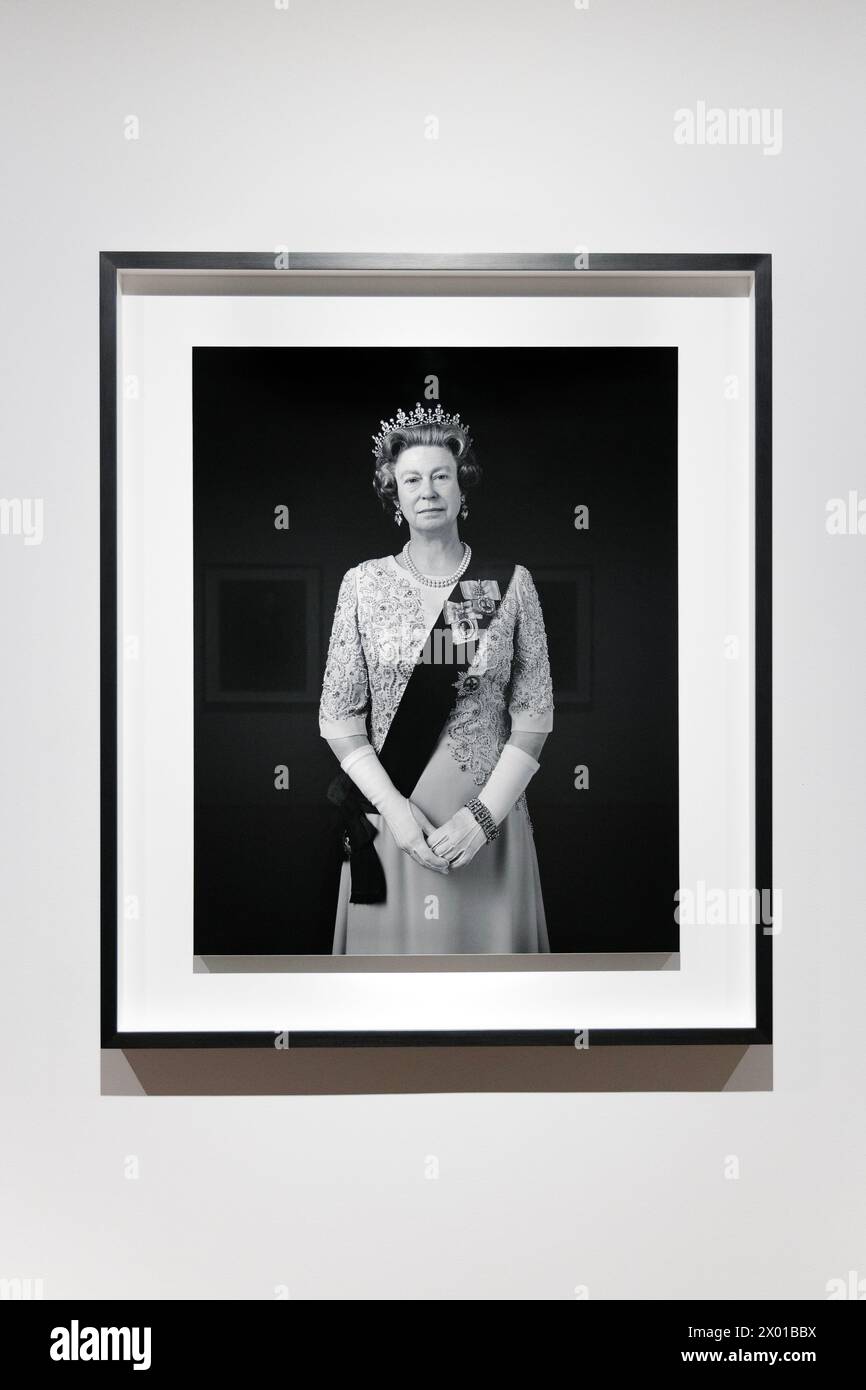 Portrait of a Queen Elizabeth II Madame Tussauds wax model at the