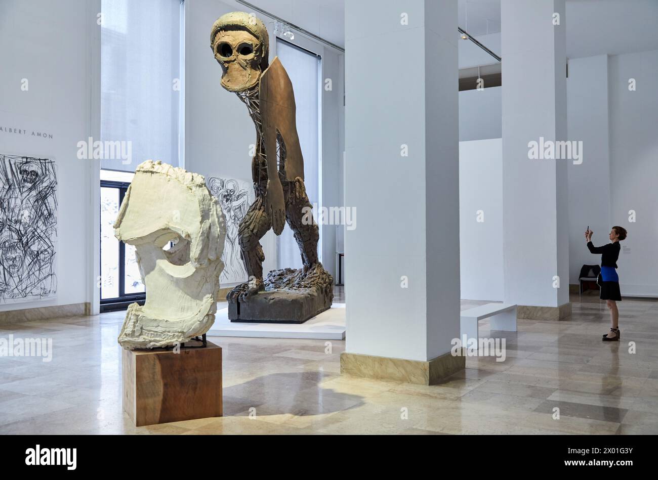 'Giant Mask (Cave)', 2010, 'L'Homme pressé', 2010-2011, Almost Human, Thomas Houseago, MAM, City of Paris Museum of Modern Art, Musée d'Art Moderne de Stock Photo