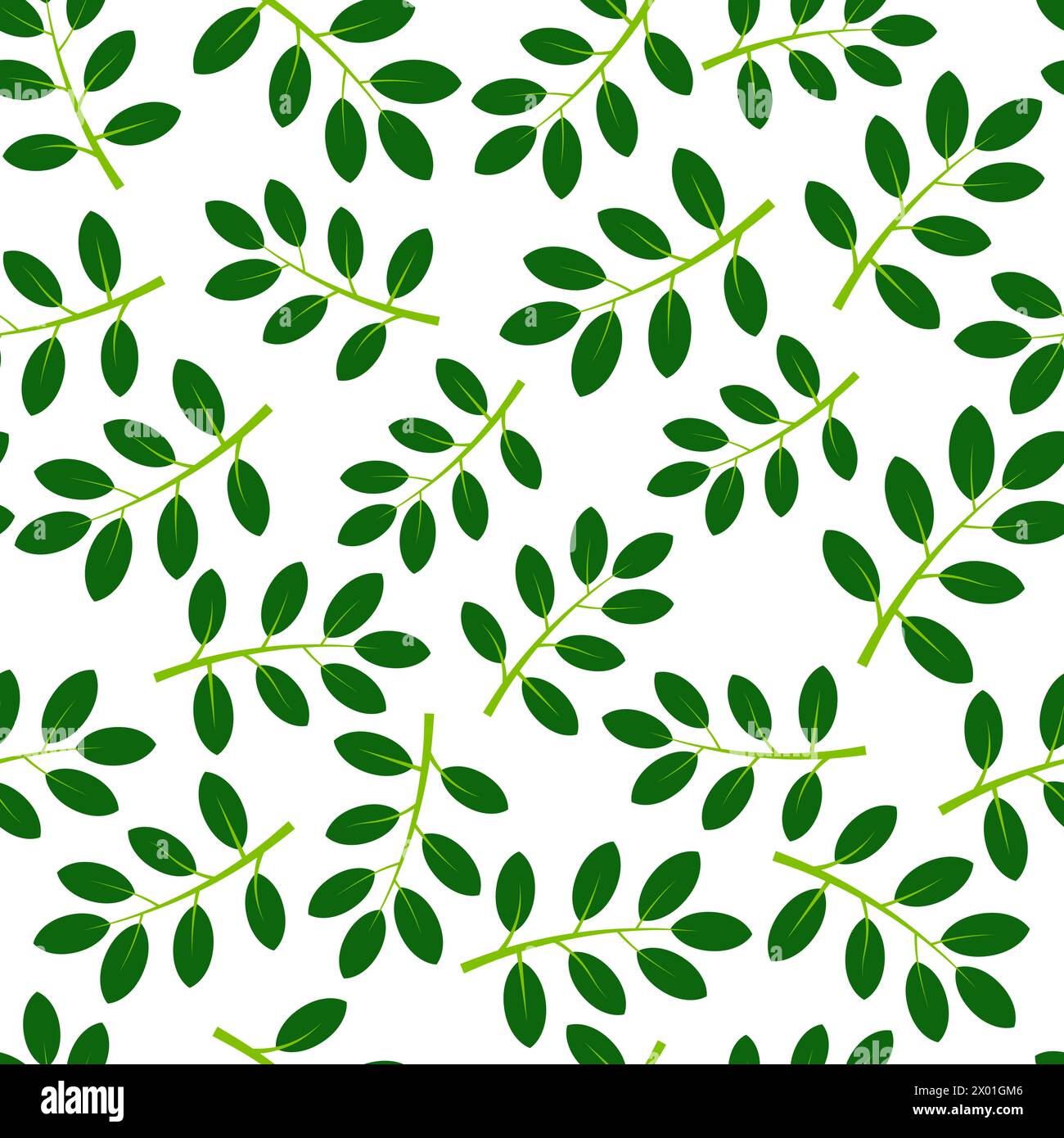 Seamless pattern with green summer leaves. Vector illustration. Stock Vector