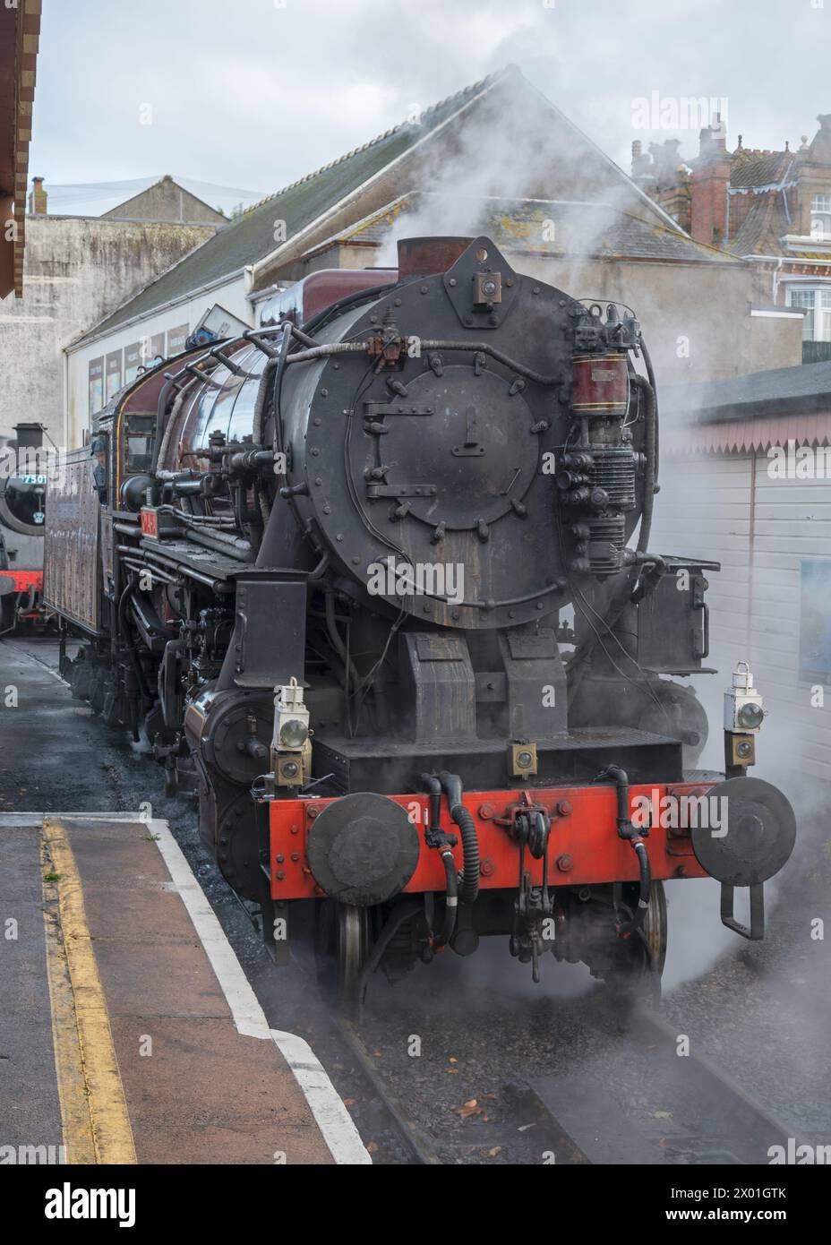 The Omaha Steam Locomotive In Steam Getting Ready To Leave Paignton the-omaha-steam-locomotive-in-steam-getting-ready-to-leave-paignton