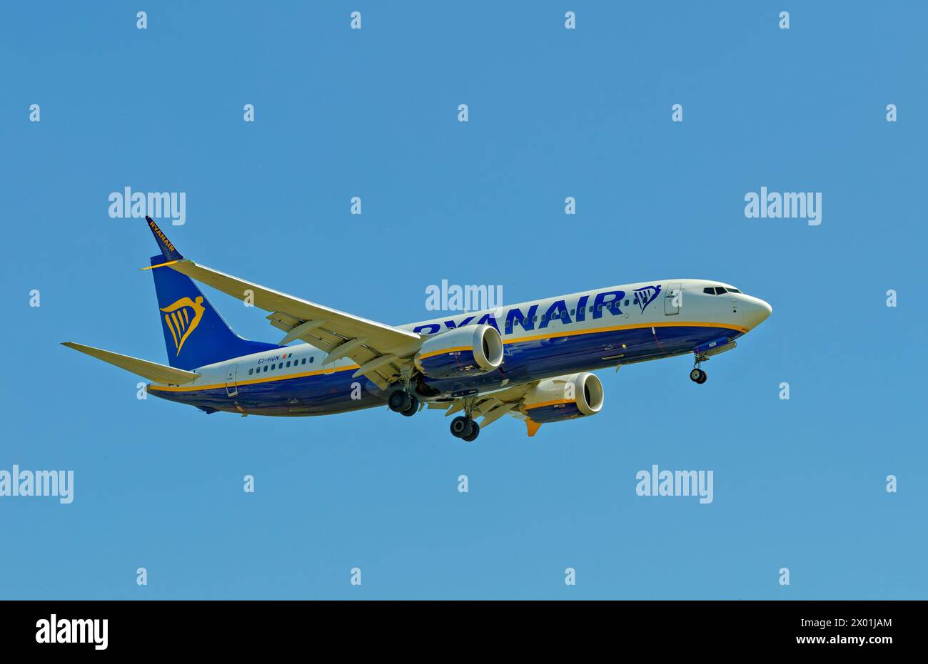 Ryanair Boeing 737 MAX on final approach. Stock Photo