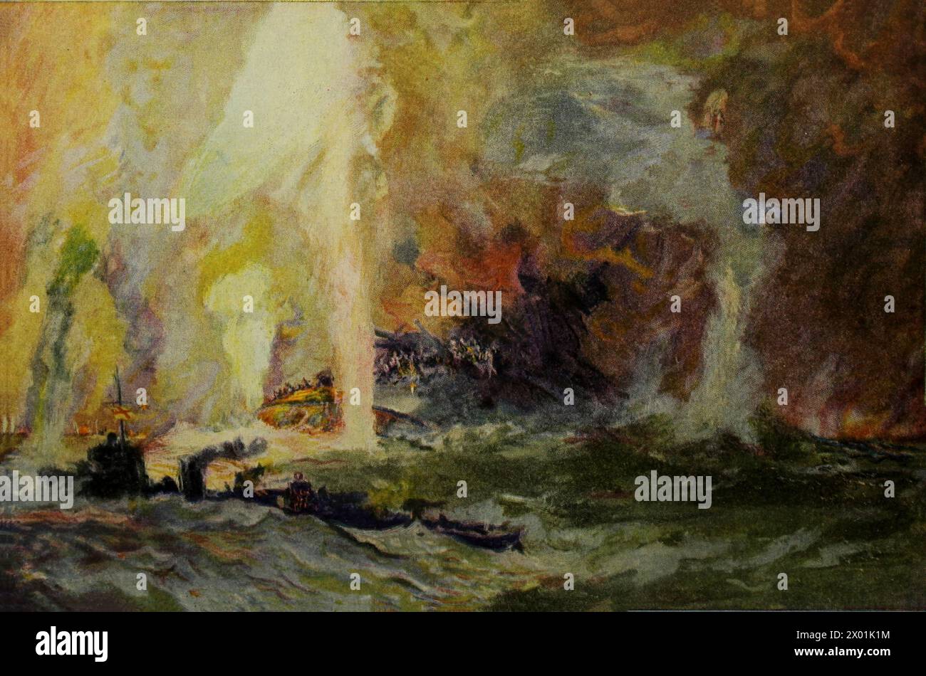 Illustration of Jutland, an indecisive naval battle in World War I ...