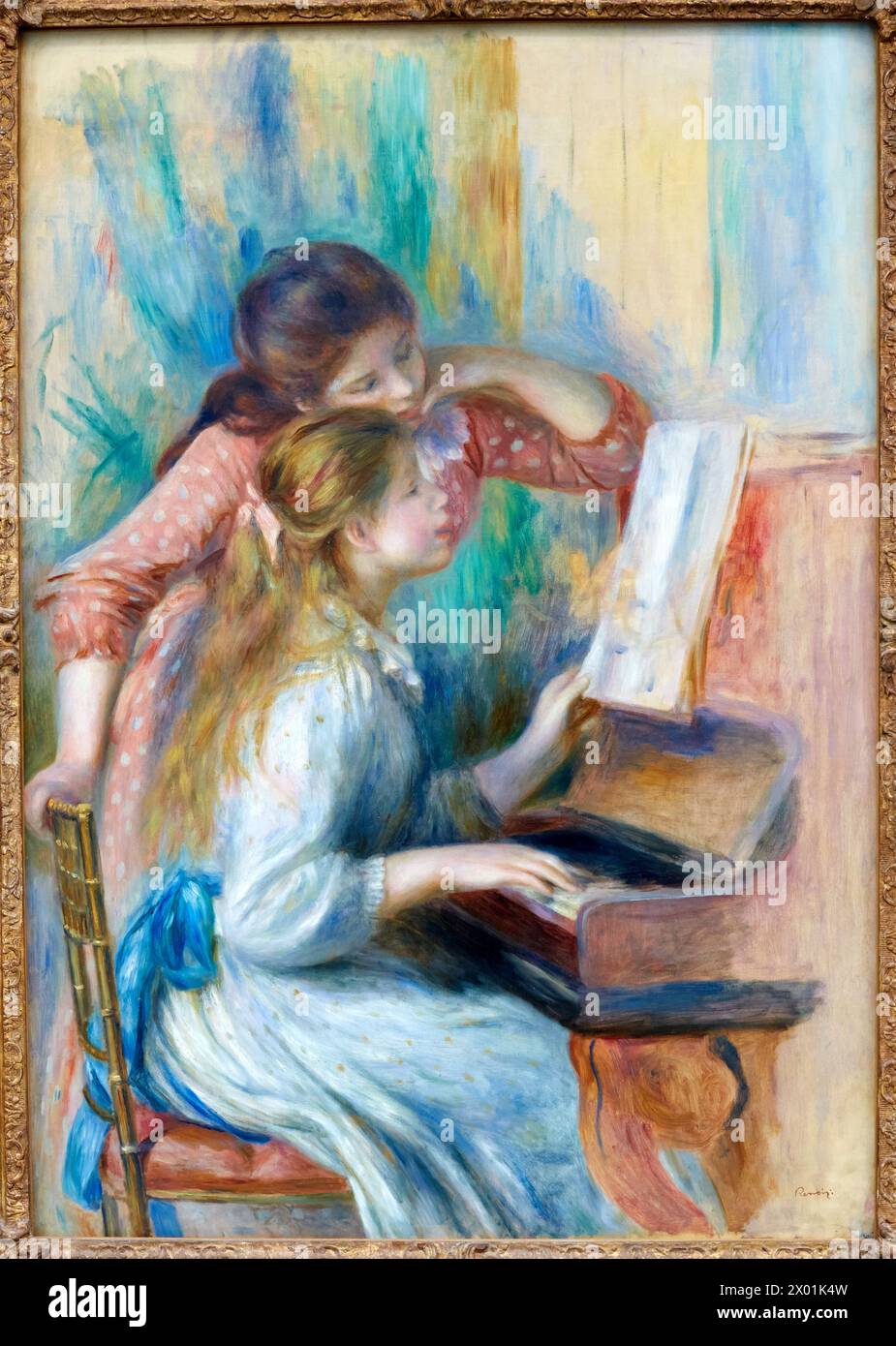 'Jeunes filles au piano', Pierre-Auguste Renoir, Musee de L'Orangerie, Tuileries, Paris, France Stock Photo
