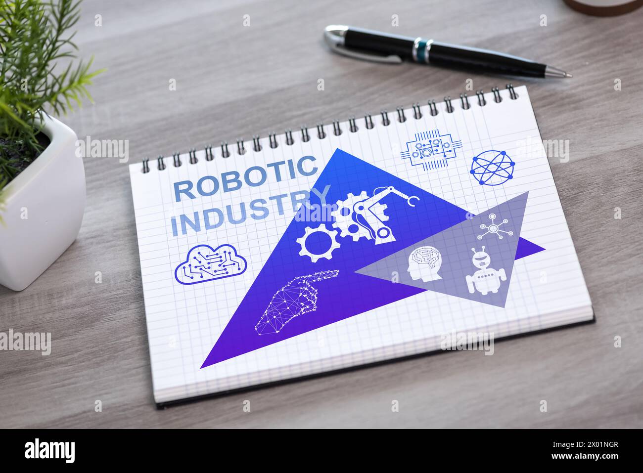 Robotic industry concept drawn on a notepad Stock Photo