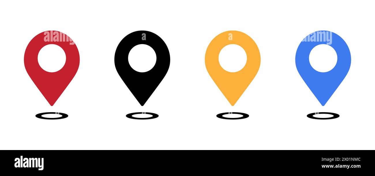 Set of map pin location icons vector. Map markers on white background ...