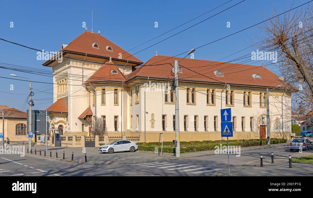 Craiova, Romania - March 16, 2024: Museum of History and Archaeology Oltenia Building at Madona Dudu Street Sunny Spring Day. Stock Photo