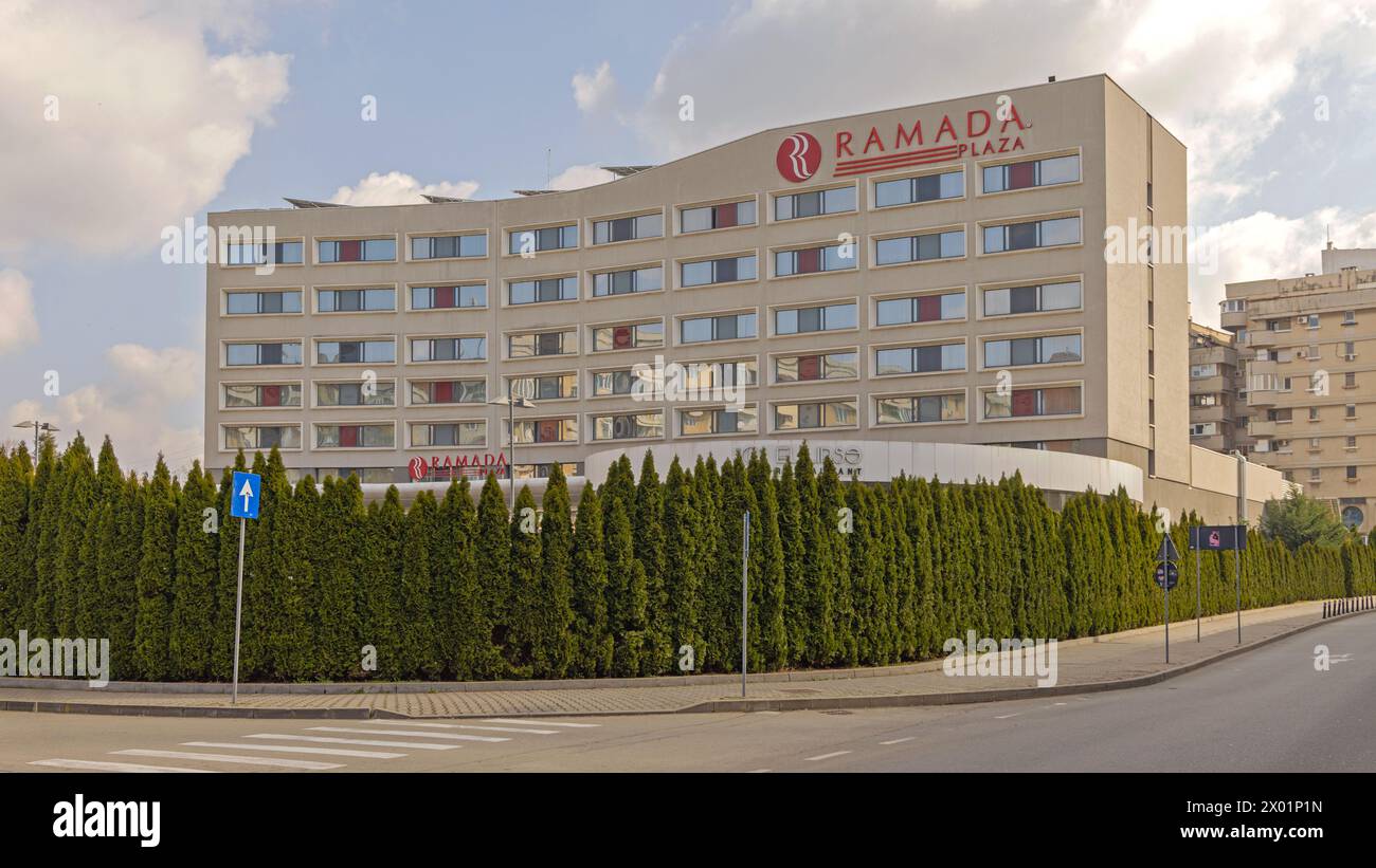 Craiova, Romania - March 16, 2024: Four Star Hotel Ramada Plaza by Wyndham at Bucharest Road. Stock Photo