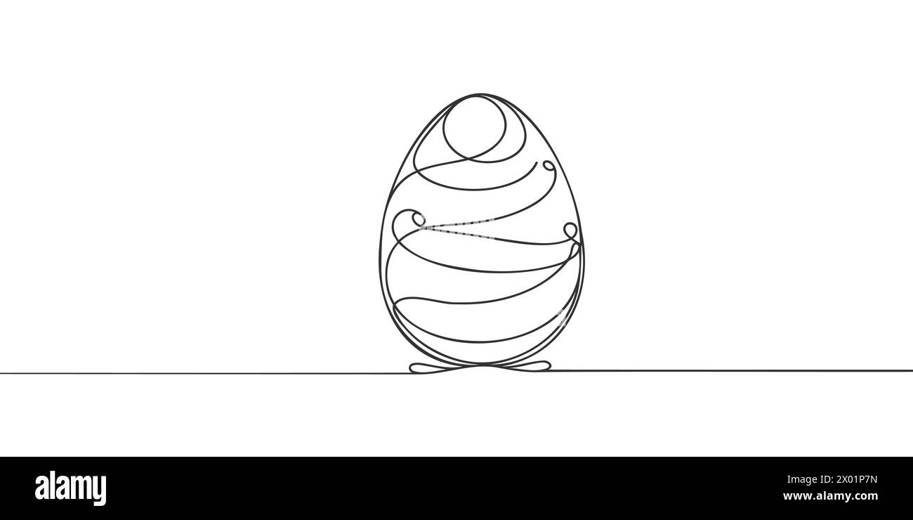 continuous line drawing easter egg illustration vector isolated. Stock Vector