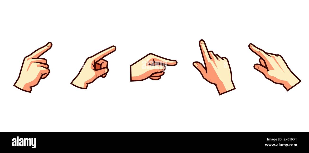 hand icon pointer, finger points, hands gestures. vector monochrome ...