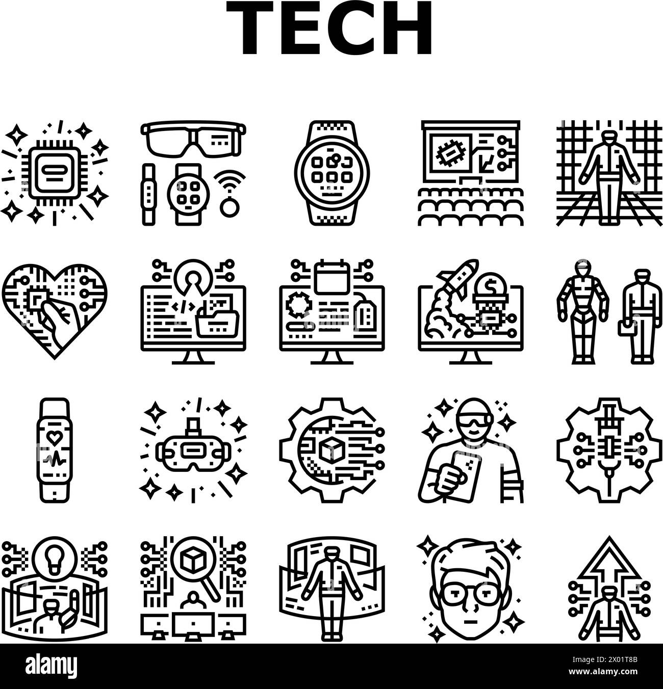 tech enthusiast geek nerd man icons set vector Stock Vector Image & Art ...