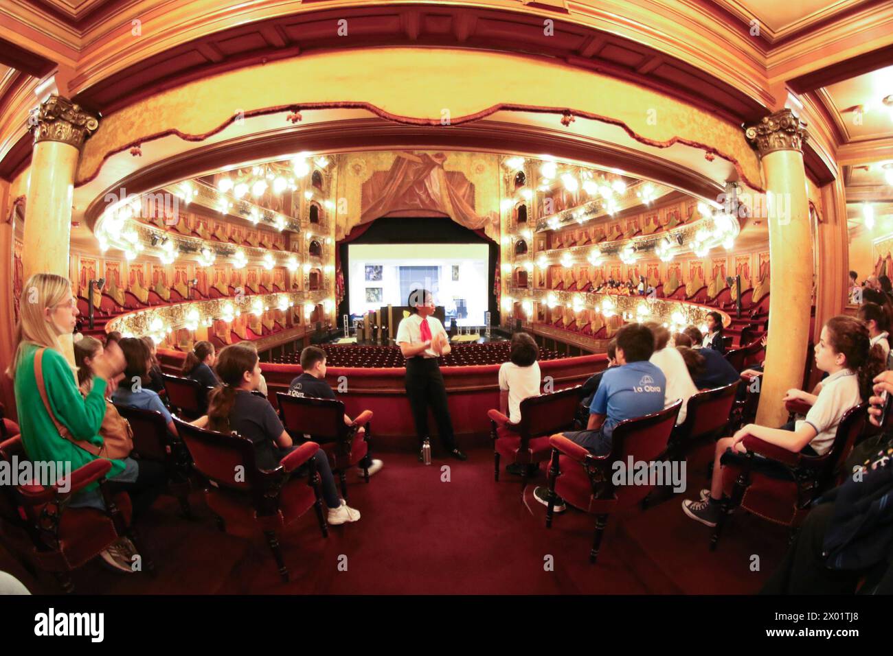 Buenos Aires, Argentina, 09.04.2024, View of Colon Theater of Buenos Aires during a guided tour for tourists and students. (Photo: Néstor J. Beremblum Stock Photo