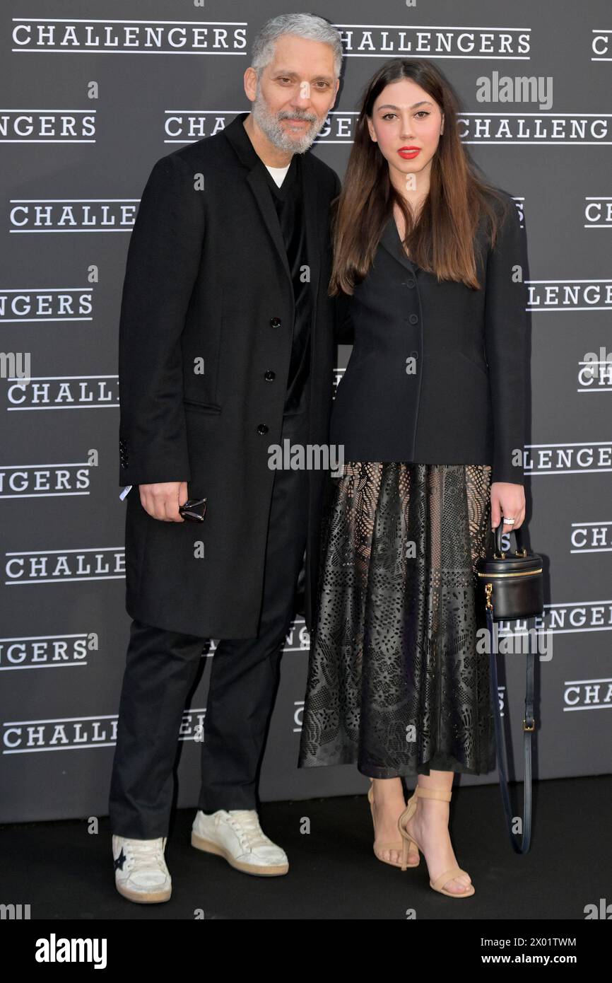 Giuseppe Fiorello and Anita Fiorello attend the Premiere of the movie 'Challengers' at Cinema Barberini in Rome (Italy), April 8th, 2024. Stock Photo