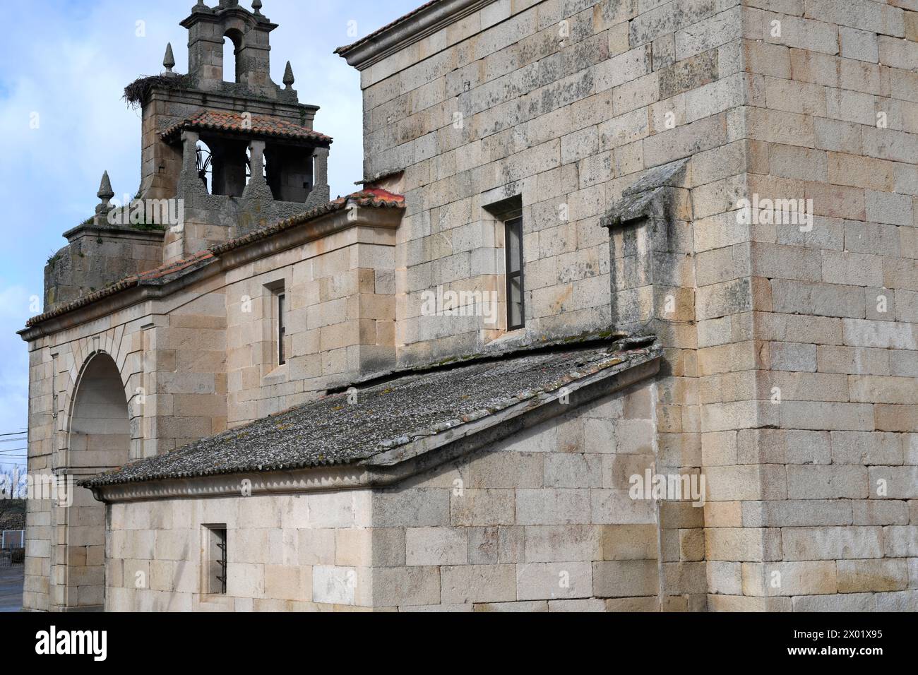 Fornillos de Fermoselle, San Martin de Tours church. Traditional architecture. Sayago, Arribes del Duero Natural Park, Zamora province, Castilla y Leo Stock Photo