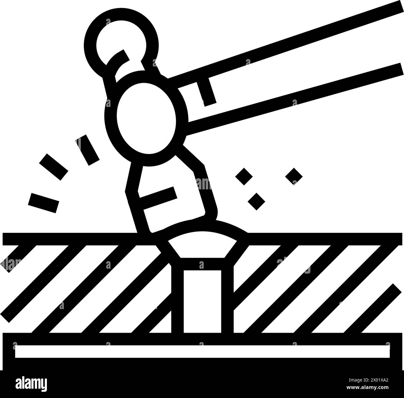 riveting blacksmith line icon vector illustration Stock Vector Image