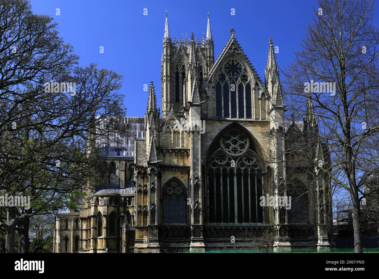 Spring colours over Lincoln cathedral, Lincoln City, Lincolnshire County, England, UK Stock Photo