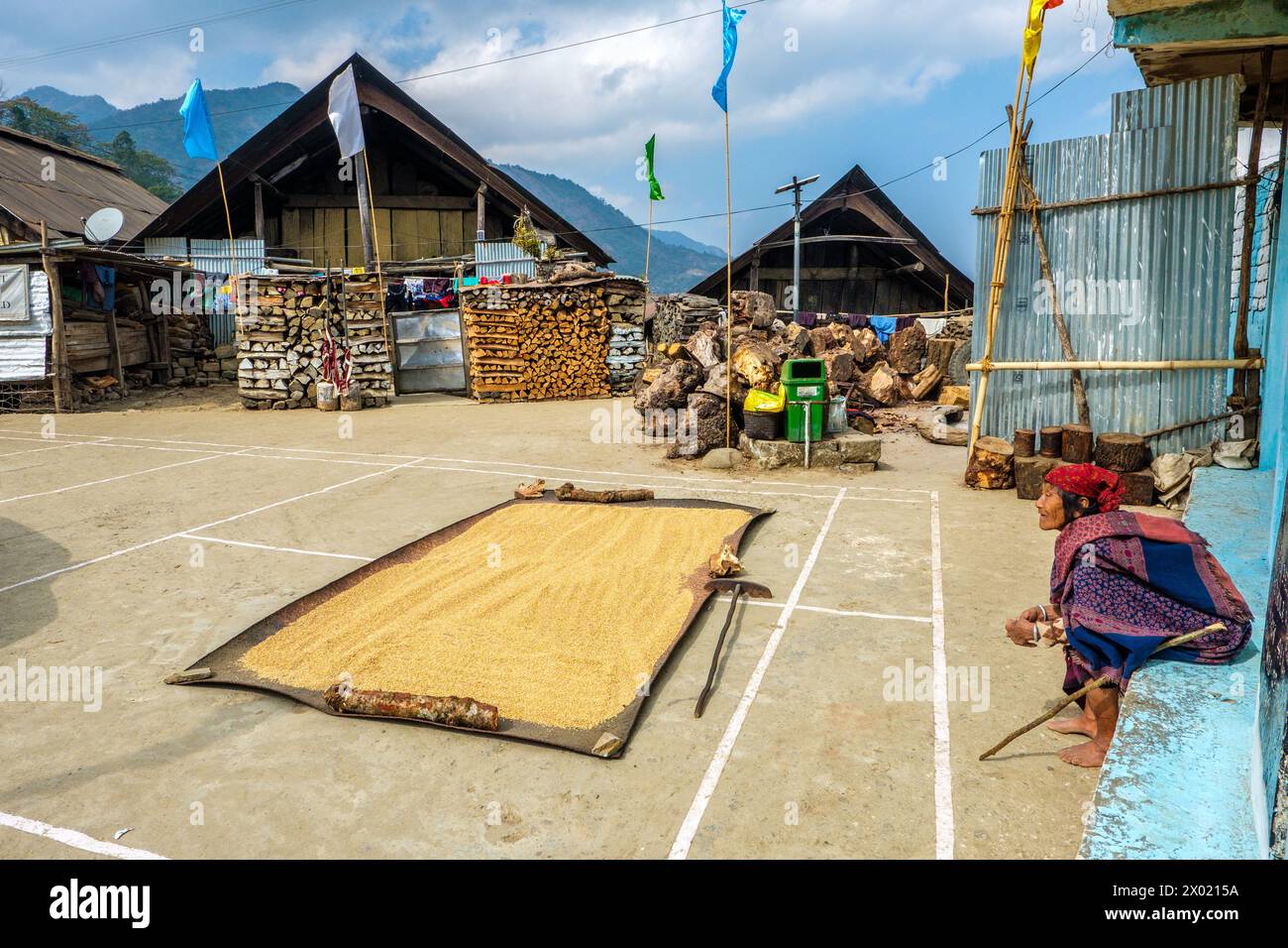 Traditional Naga village life in Kigwema in Nagaland, India Stock Photo