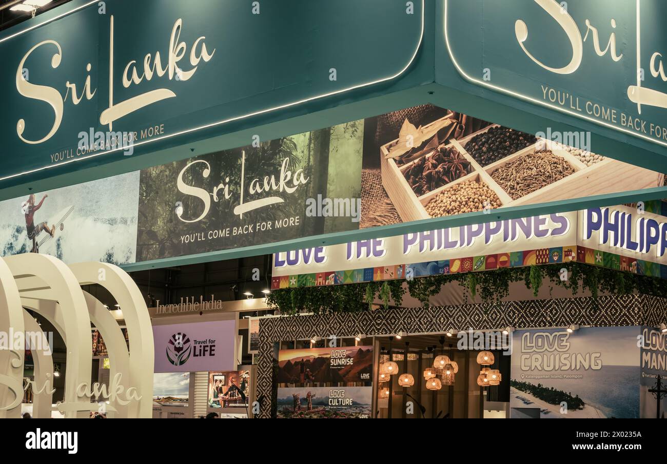 Madrid, Spain, January 25th 2024: A glimpse of cultural diversity: Showcasing Sri Lanka and the Philippines at Fitur Trade Fair Stock Photo