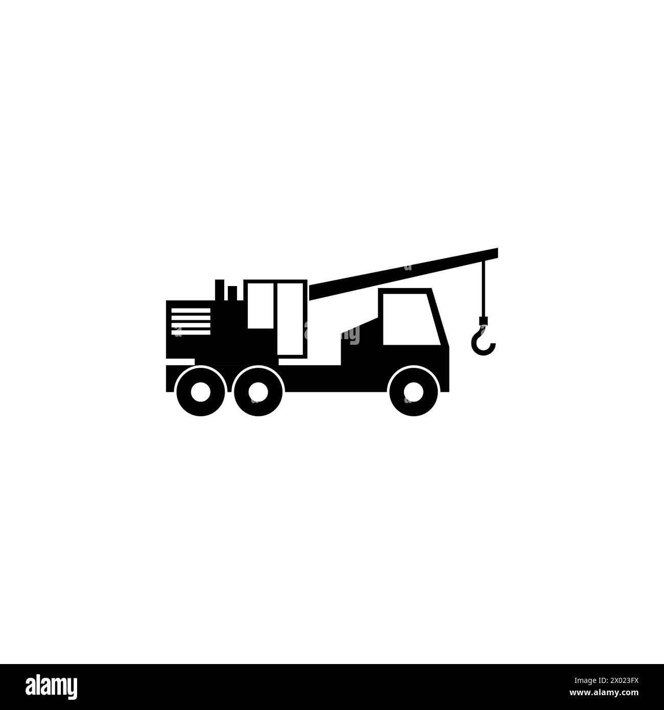 Crane Truck flat vector icon. Simple solid symbol isolated on white background Stock Vector