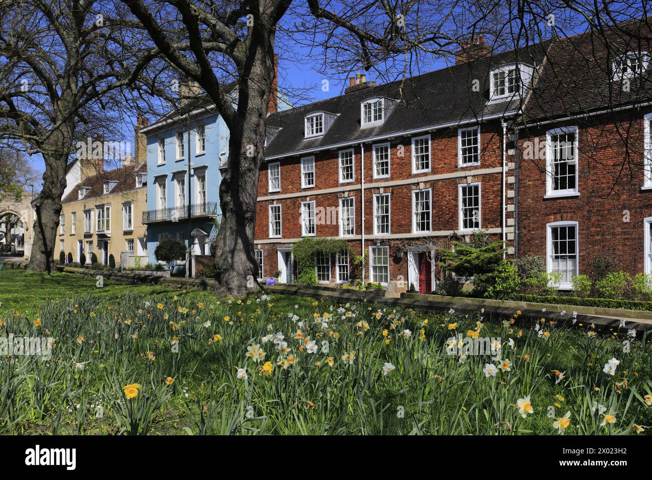 View of houses along Minster Yard, Pottergate, Lincoln City, Lincolnshire, England, UK Stock Photo