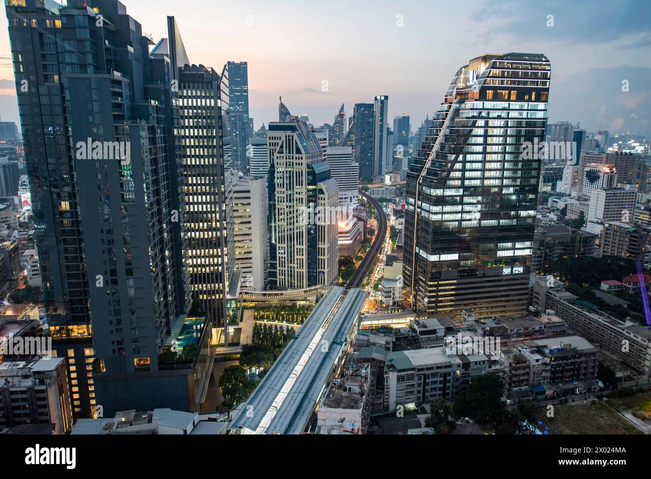a view and skyline from the Hyatt Regency Bangkok Sukhumvit in the city ...