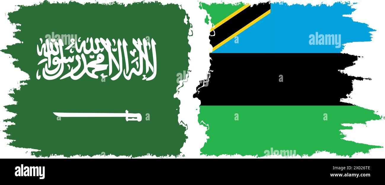 Zanzibar and Saudi Arabia grunge flags connection, vector Stock Vector ...