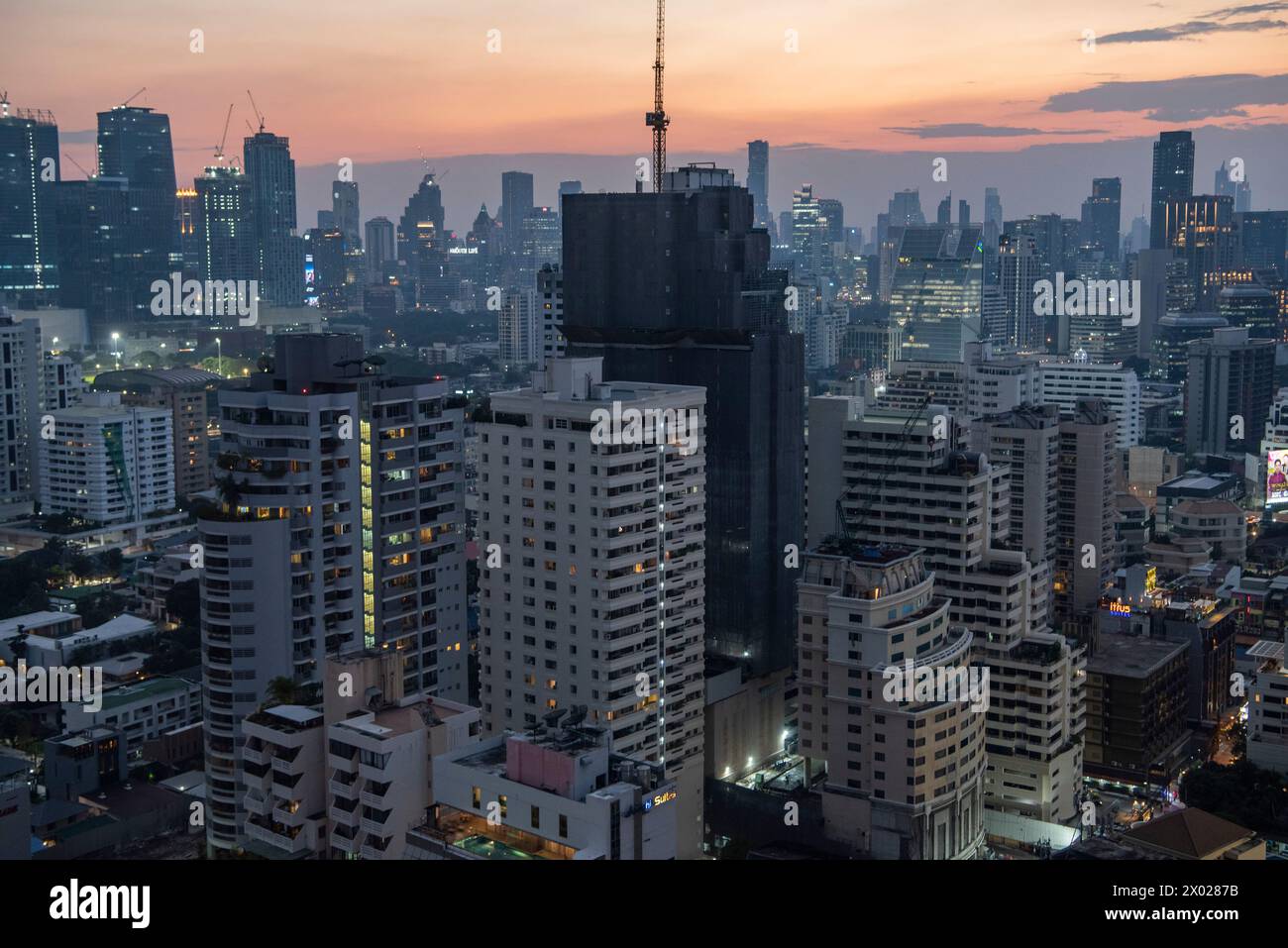 a view and skyline from the Hyatt Regency Bangkok Sukhumvit in the city ...