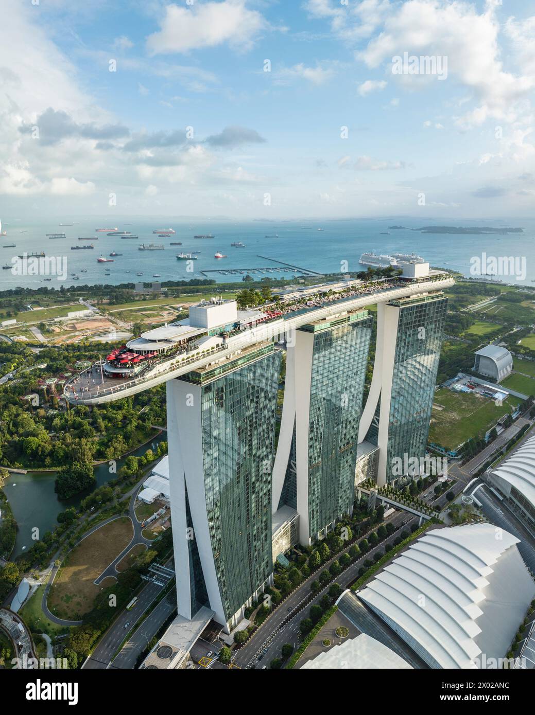 Aerial view of Marina Bay Sands and Singapore City skyline, Singapore ...