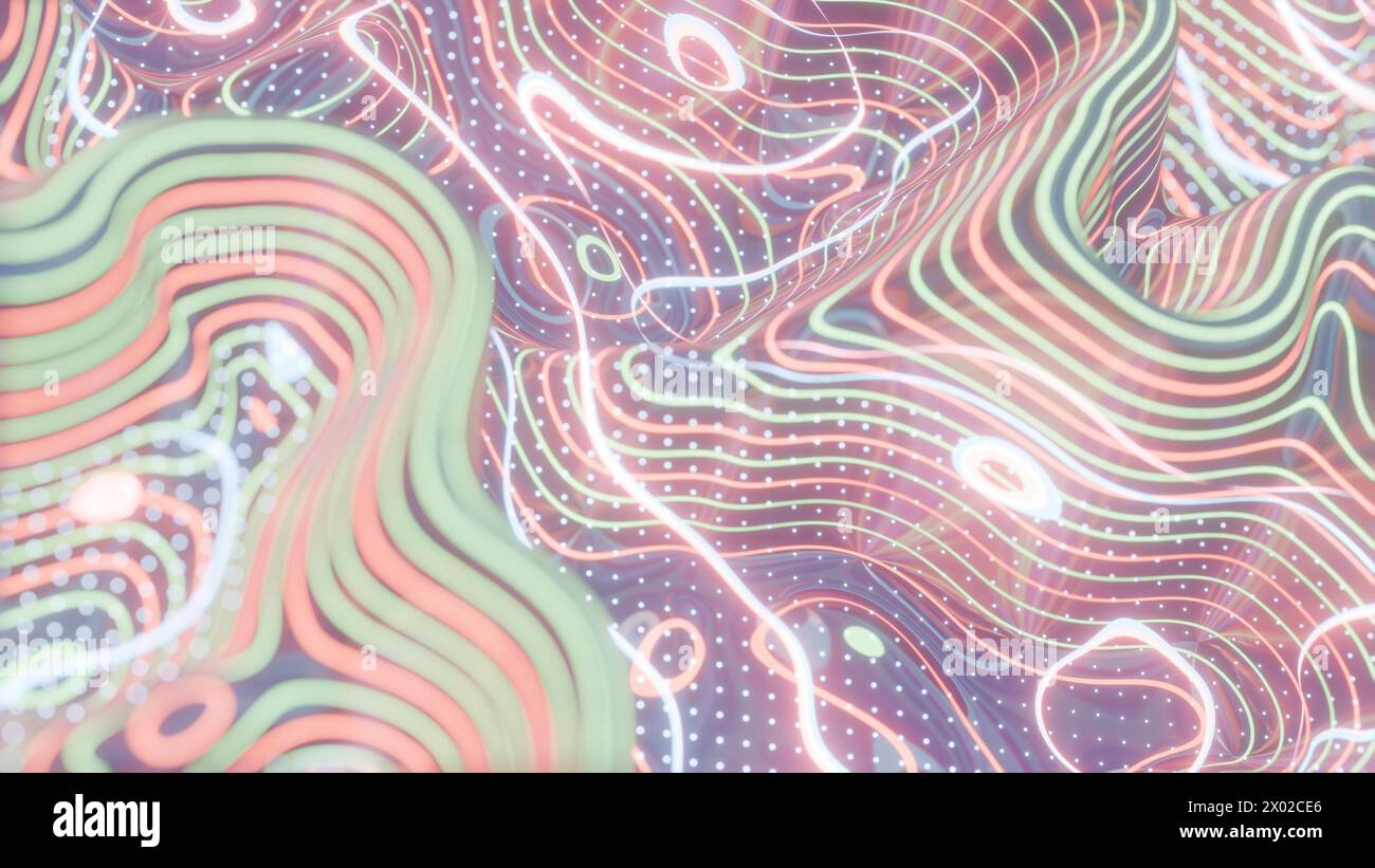 Neon Topography: A Luminous Journey Through Abstract Terrain Stock 