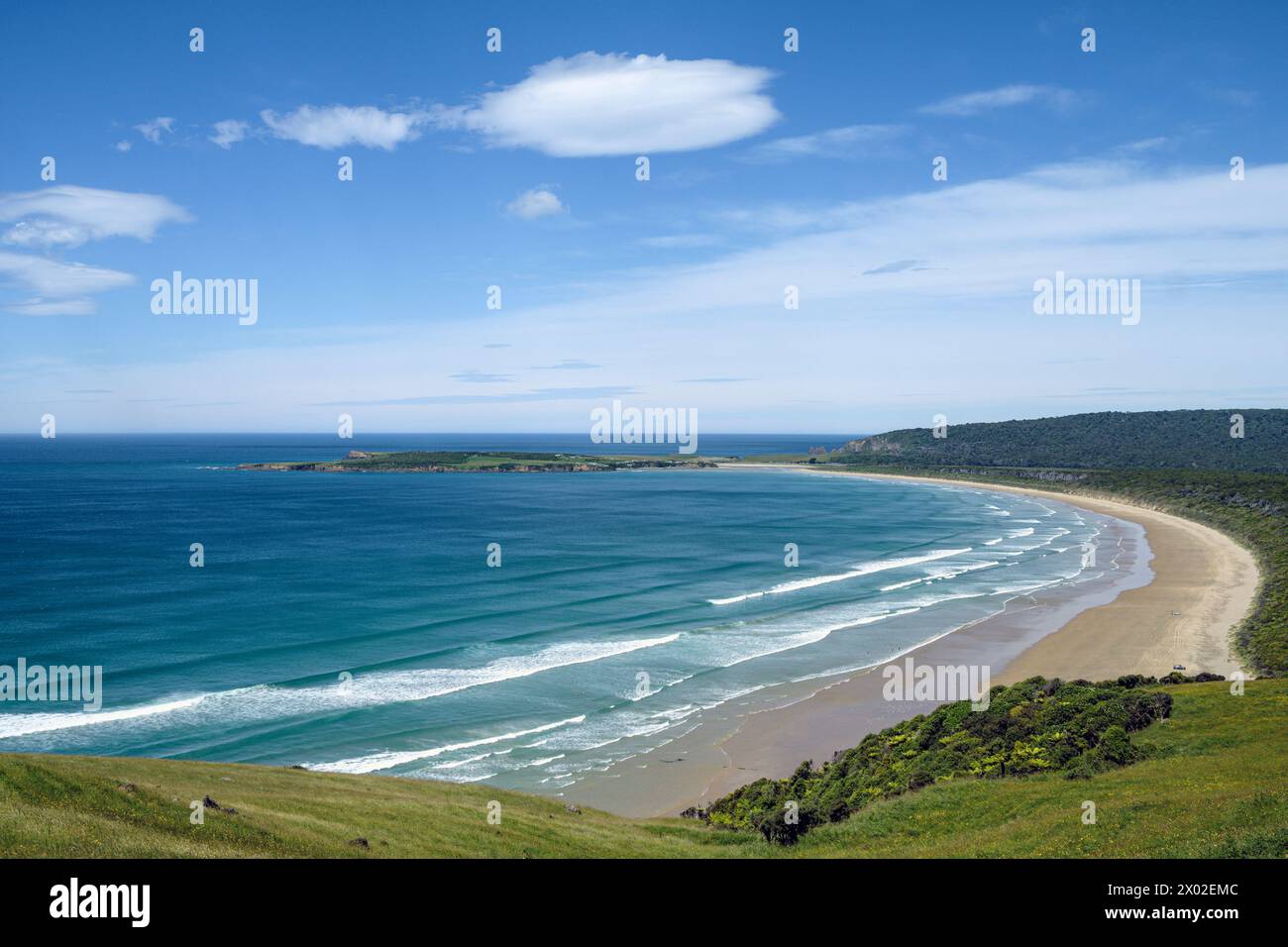 Tautuku Beach from the Florence Hill lookout in the Catlins, Otago, South Island, New Zealand Stock Photo