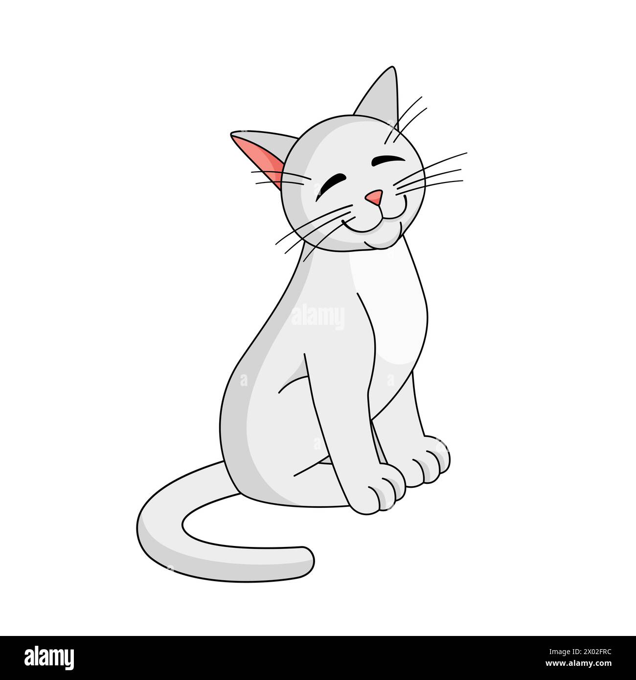 Turkish angora cat character in cartoon style. Vector illustration