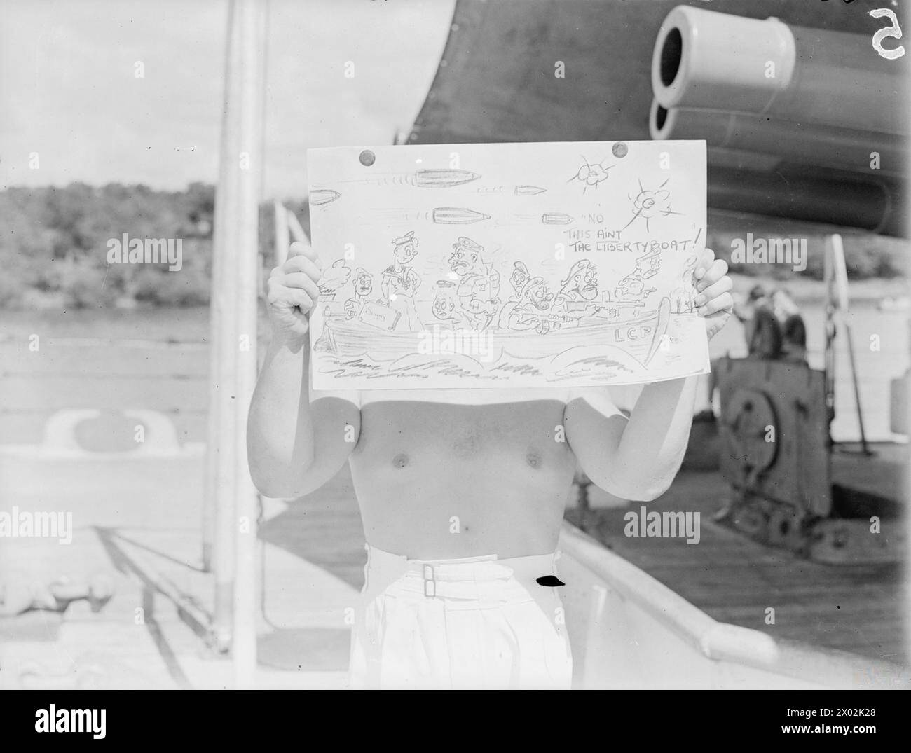 WITH A CRUISER OF THE EASTERN FLEET. 7 MARCH 1945, ON BOARD THE CRUISER