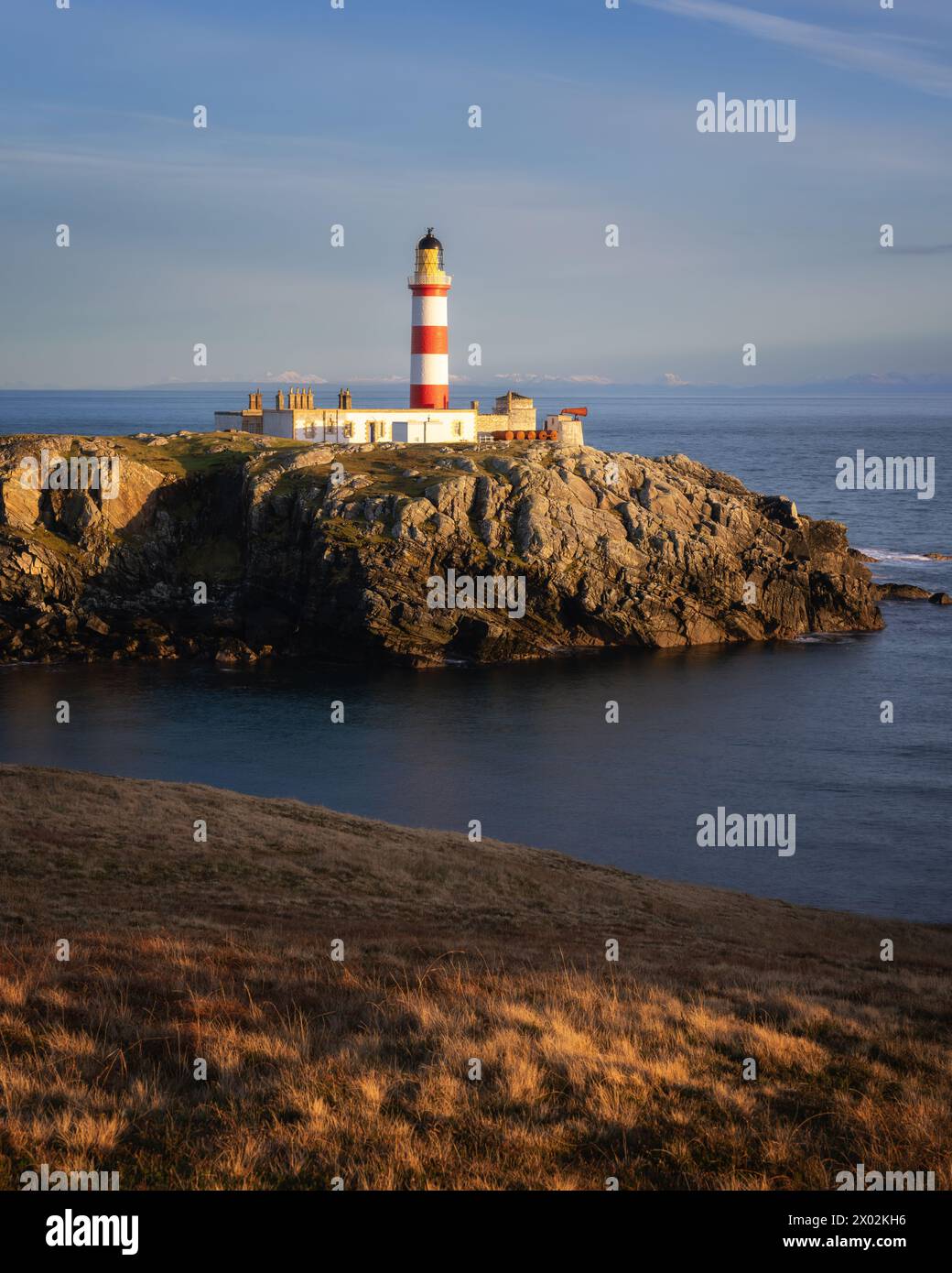 Eilean Glas lighthouse, Isle of Scalpay, Outer Hebrides, Scotland, United Kingdom, Europe Stock Photo