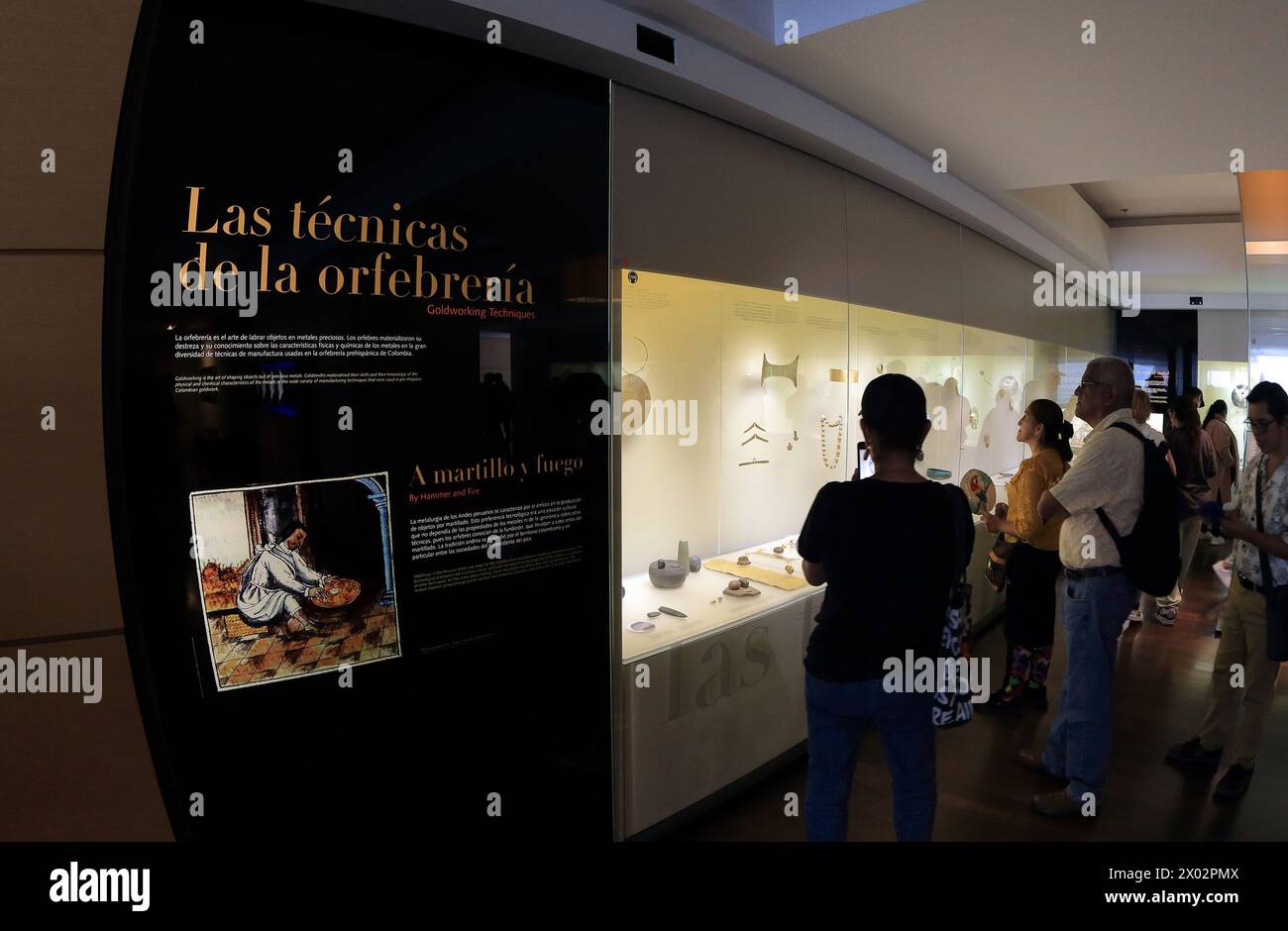 Bogota, Colombia. 30-01-2024. Turist visit the gold Museum of Colombia with more 30,000 pieces made of gold from indigenous pre-Columbian. © Jose Bula Stock Photo