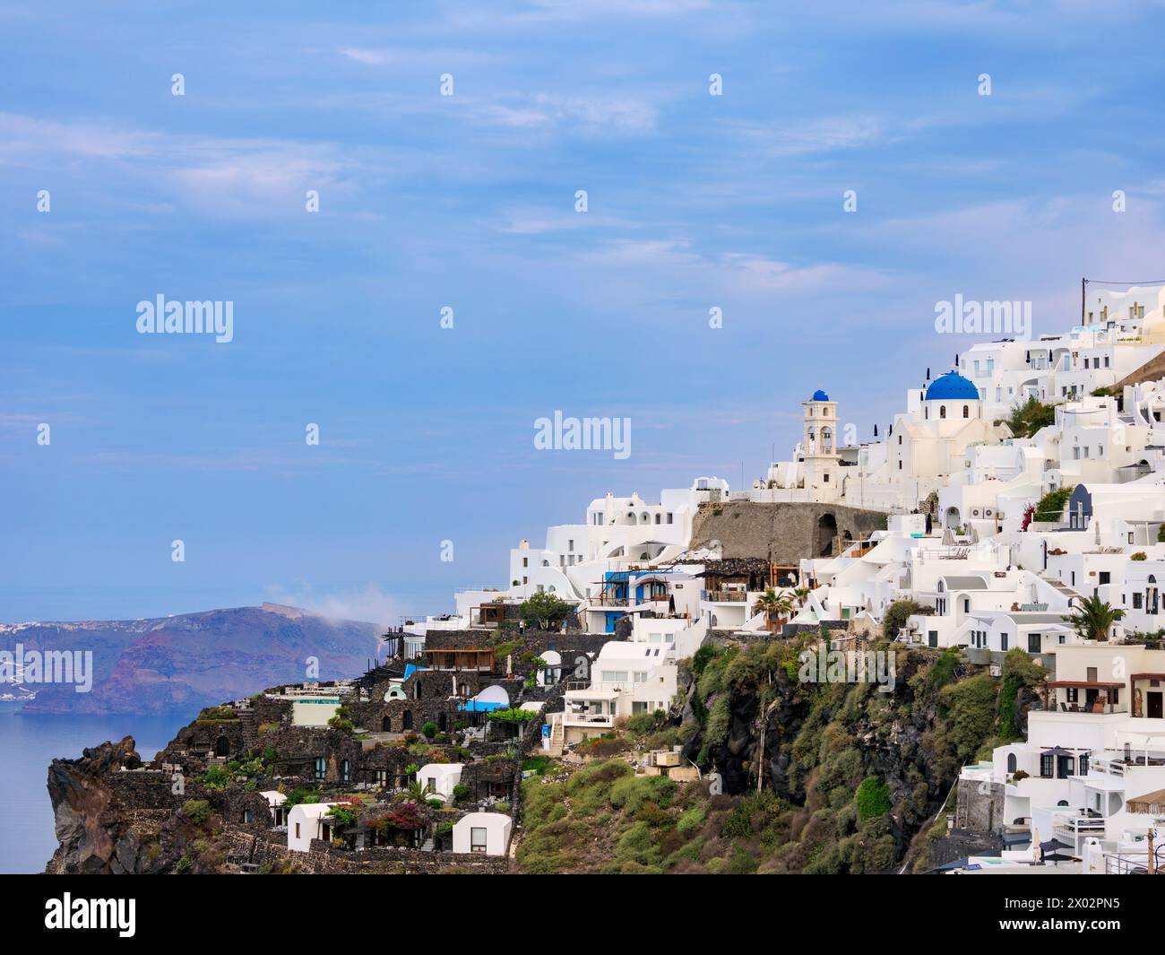 View towards Imerovigli, Santorini (Thira) Island, Cyclades, Greek Islands, Greece, Europe Stock Photo