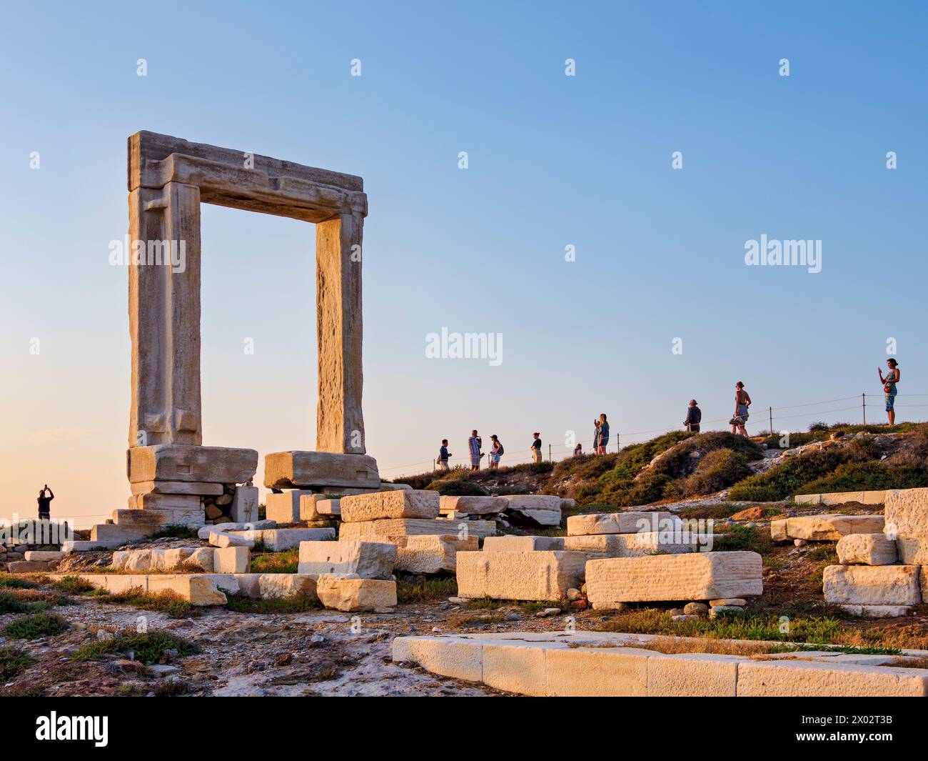 Temple of Apollo at sunset, Chora, Naxos City, Naxos Island, Cyclades, Greek Islands, Greece, Europe Stock Photo