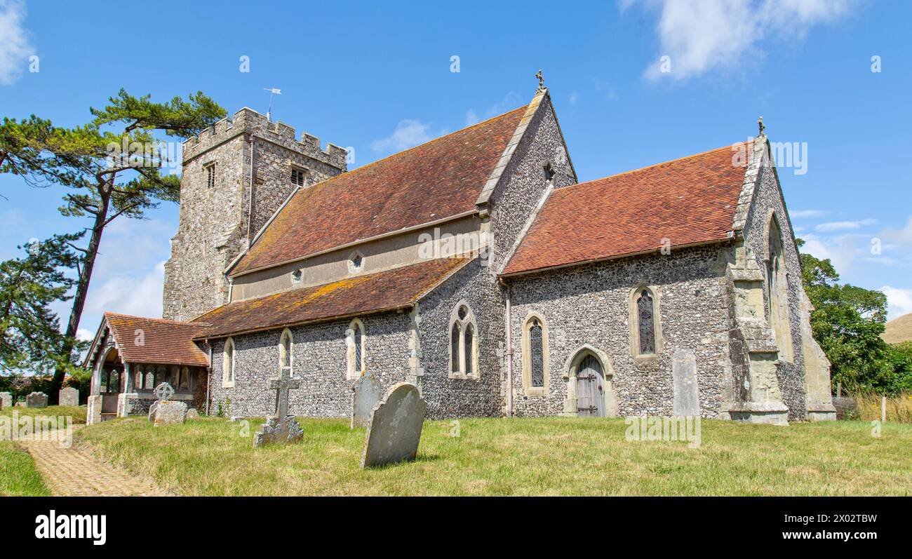 St. Andrew's Church, parts of building date from the 12th century, Beddingham, near Lewes, East Sussex, England, United Kingdom, Europe Stock Photo