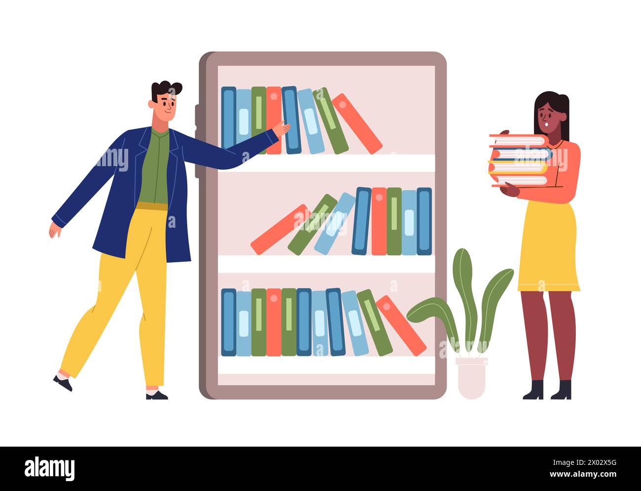 People studying and reading library books to education Stock Vector