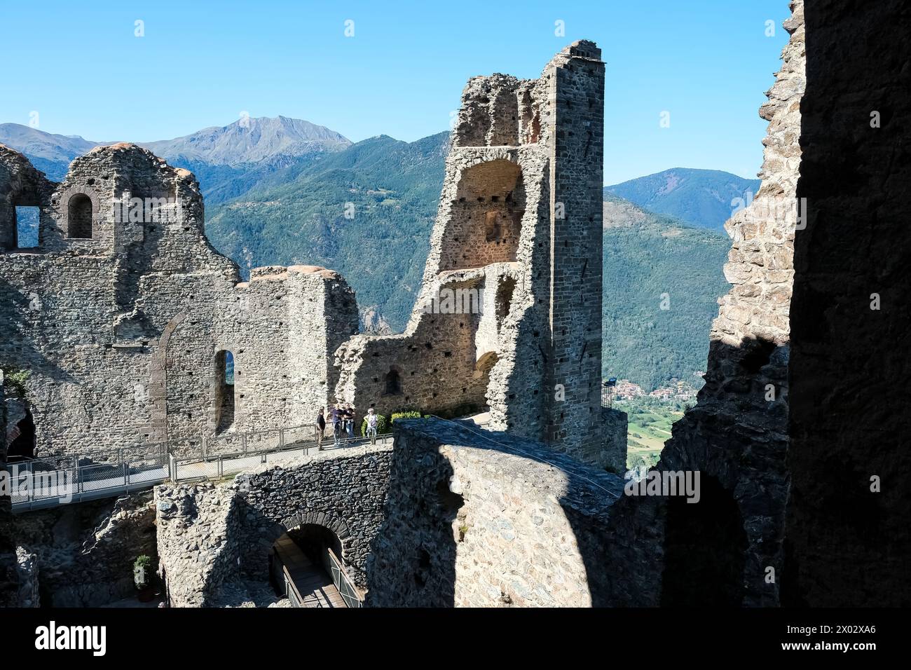 Detail of the Sacra di San Michele, (Saint Michael's Abbey), a religious complex on Mount Pirchiriano, on south side of the Val di Susa Stock Photo
