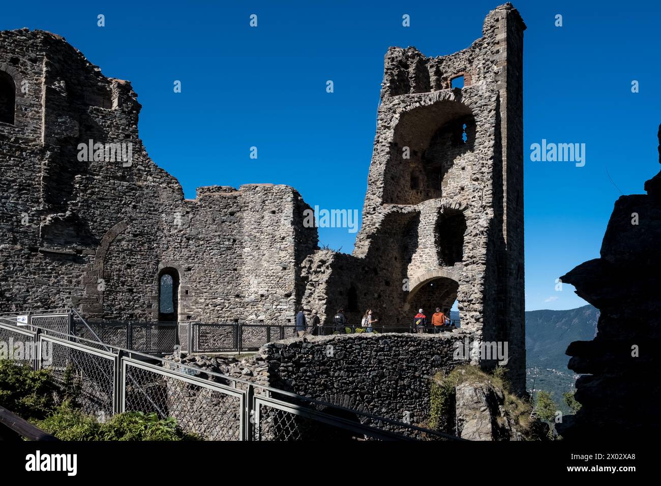Detail of the Sacra di San Michele, (Saint Michael's Abbey), a religious complex on Mount Pirchiriano, on south side of the Val di Susa Stock Photo